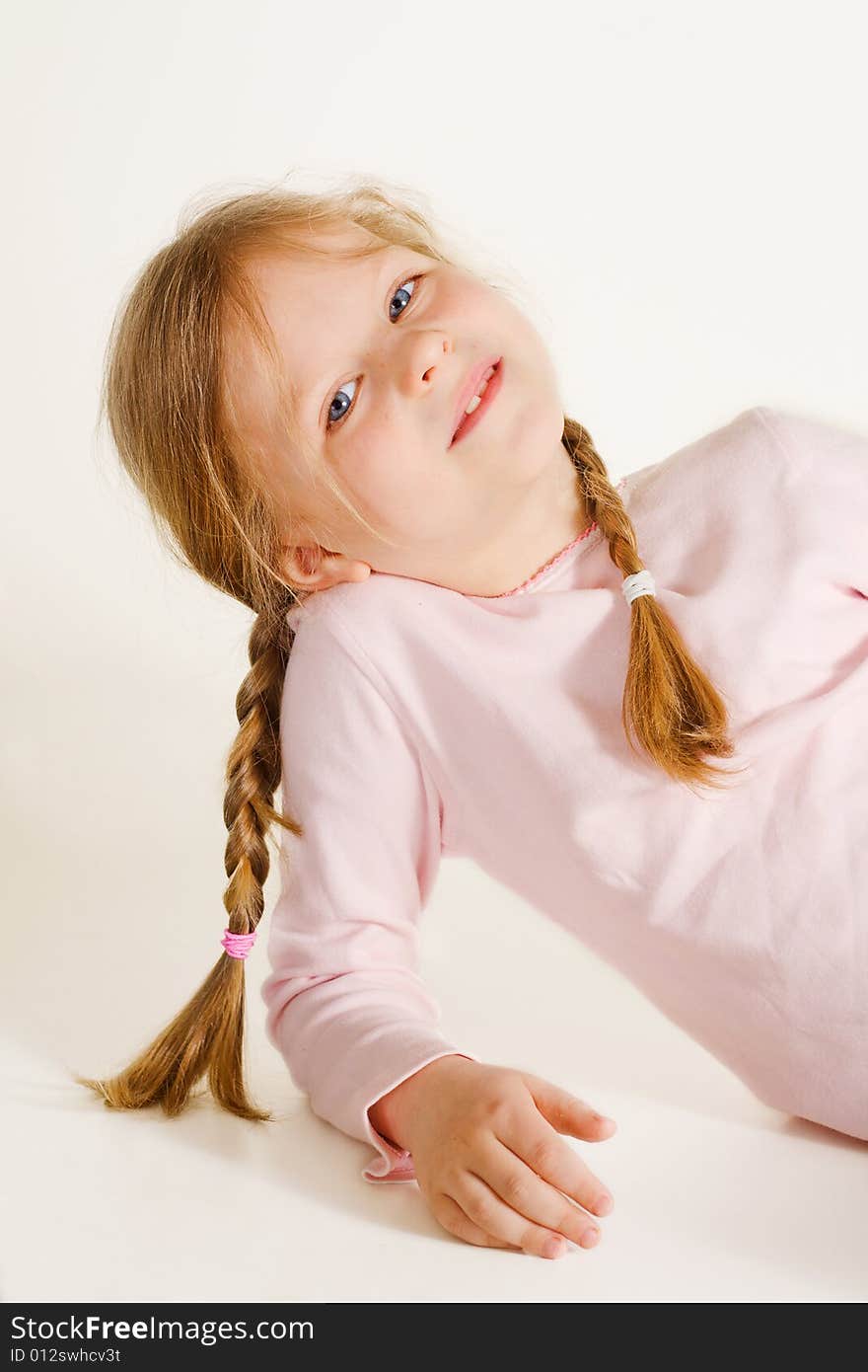 Blond girl smiling