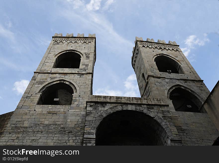 Towers of medieval Genova in Italy