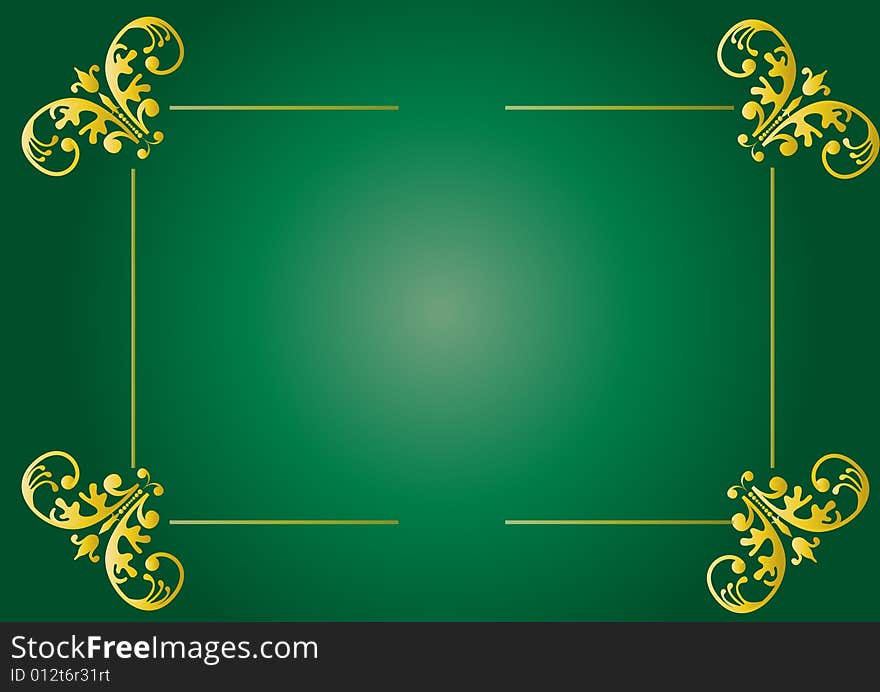 A floral design in a green background