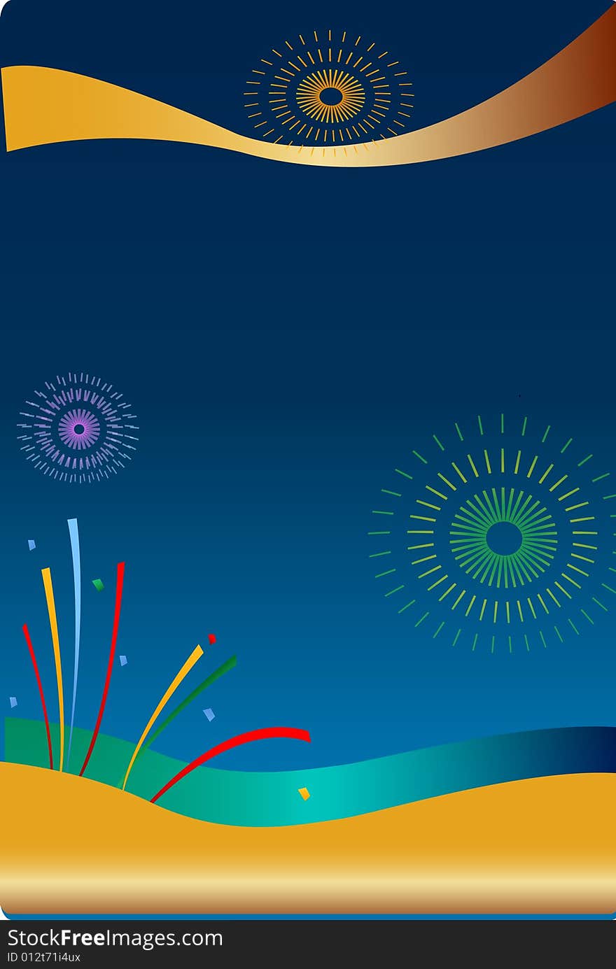 Fire crackers bursting in a blue background. Fire crackers bursting in a blue background