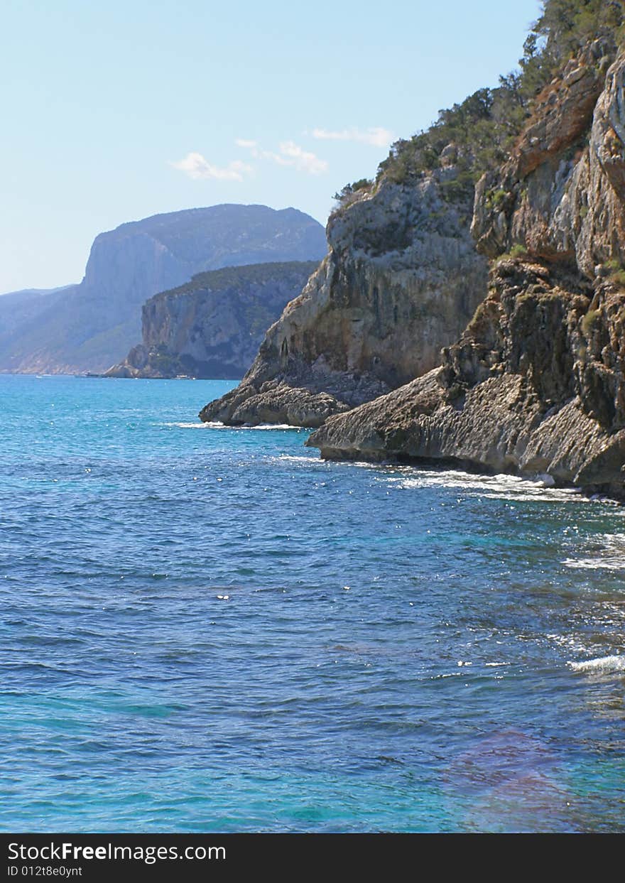 Beautiful vertical image of Sardinian coastline in Golfo di Orosei; Italy. Beautiful vertical image of Sardinian coastline in Golfo di Orosei; Italy