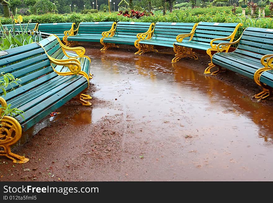 Bench in garden