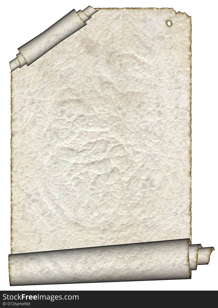 Vintage grunge rolled parchment illustration with ragged borders (natural paper texture)