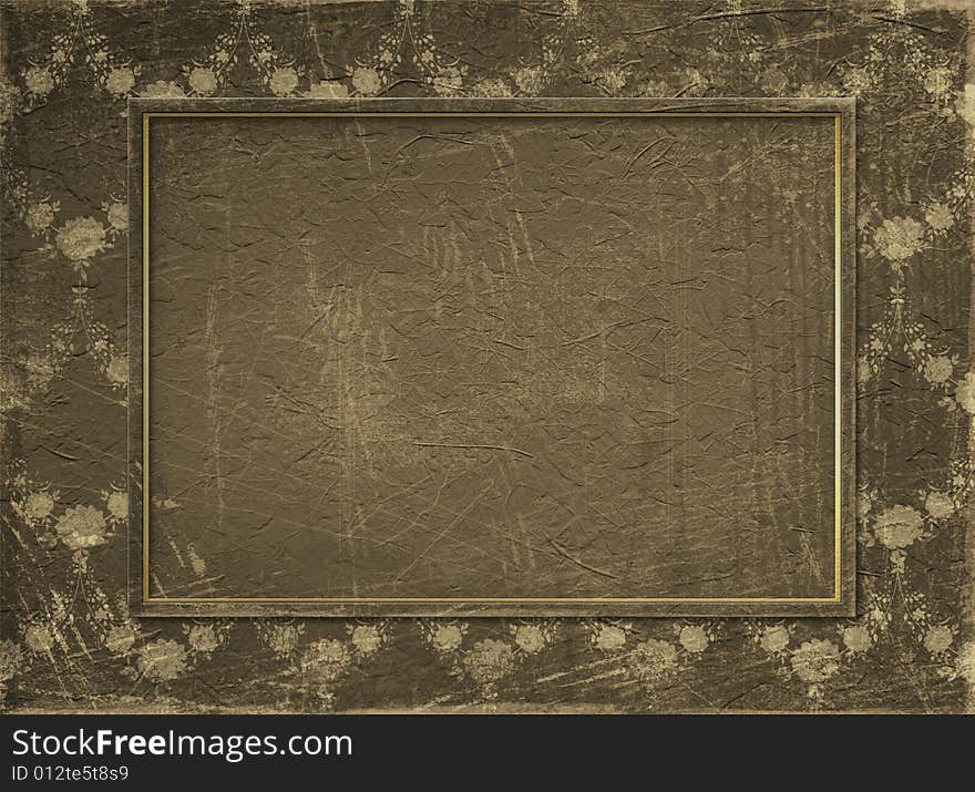 Old invitation on the grunge floral background. Old invitation on the grunge floral background