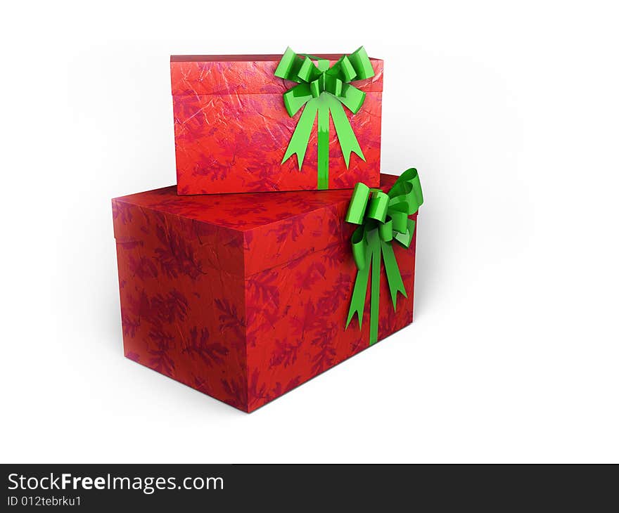 Two box with presents and green bow