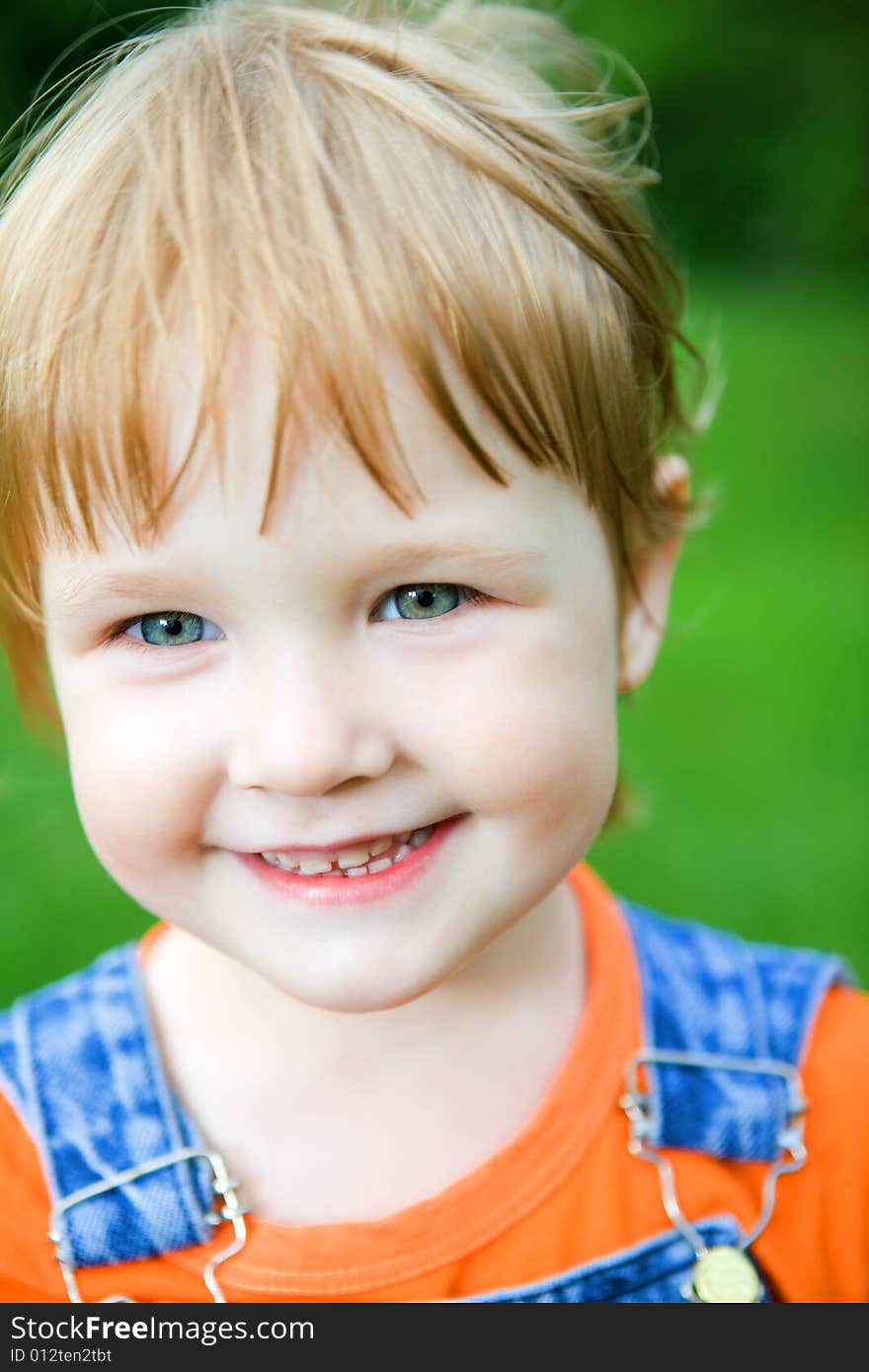 Close up little girl portrait outdoor