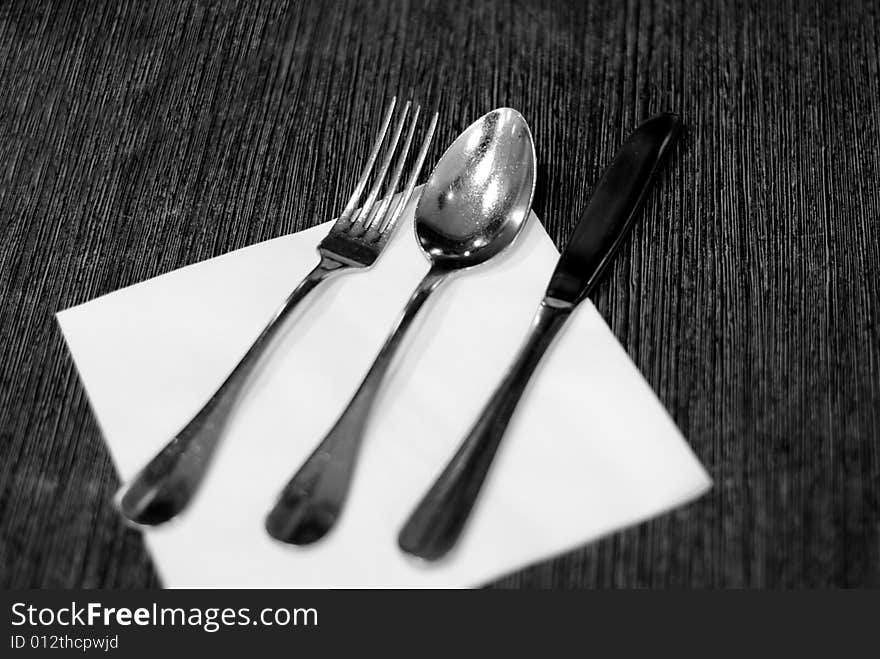 Silver western dishware in a japanese restaurant