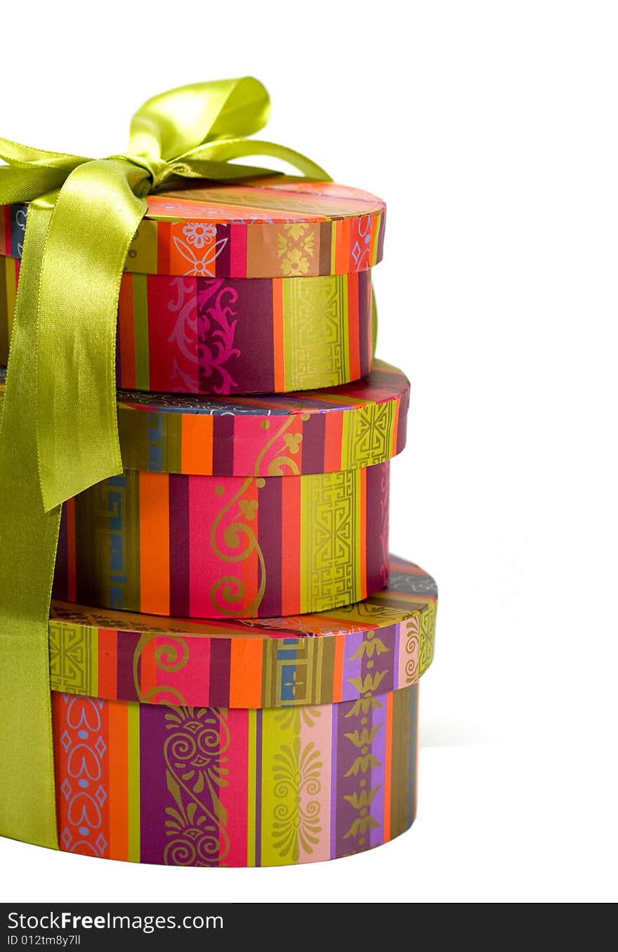 Pyramid of colorfull gift boxes