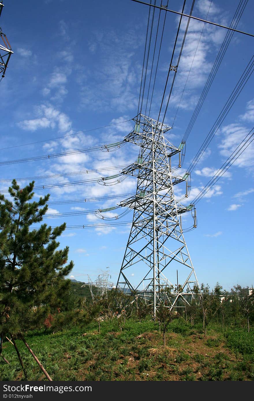 Electricity power pylon stretches into the sky