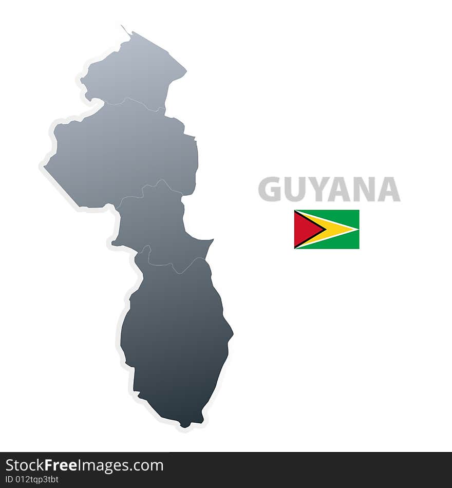 Guyana map with official flag