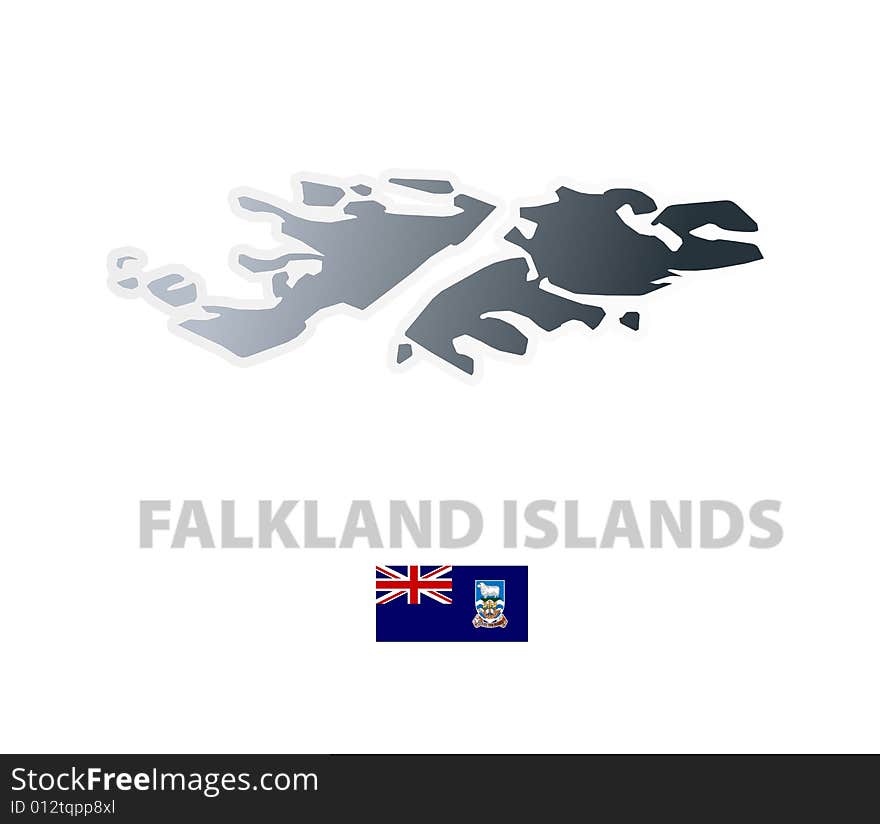 Falkland islands map with official flag