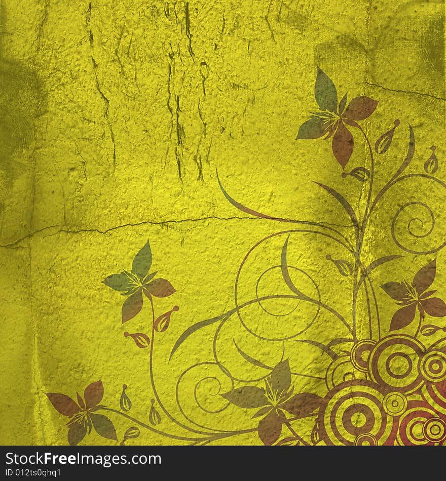 Grunge background with  cracks, dirt, stains, filigree, floral. Grunge background with  cracks, dirt, stains, filigree, floral