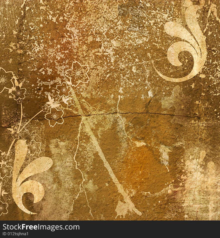 Grunge background with  cracks, dirt, stains, filigree, floral. Grunge background with  cracks, dirt, stains, filigree, floral