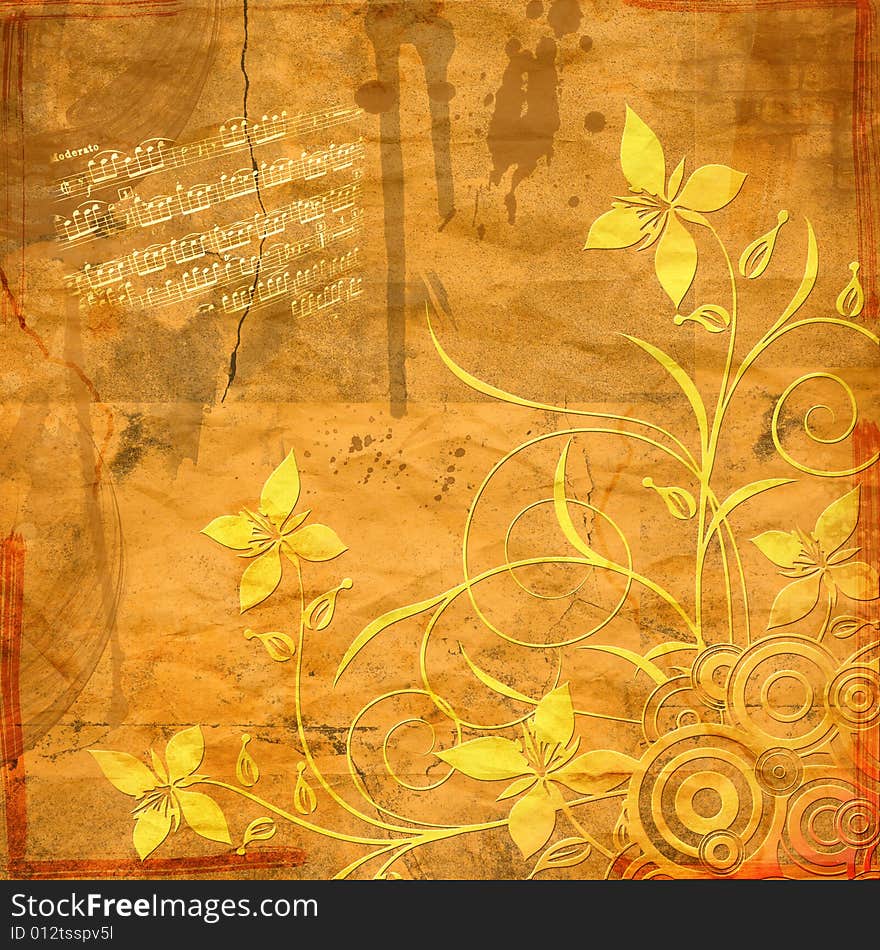 Grunge background with  cracks, dirt, stains,floral. Grunge background with  cracks, dirt, stains,floral