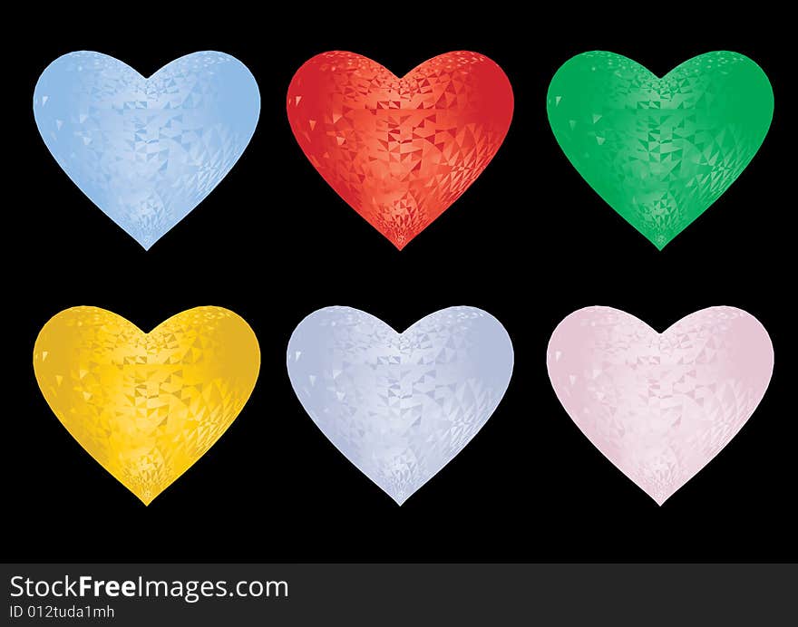 crystal vector colorful hearts