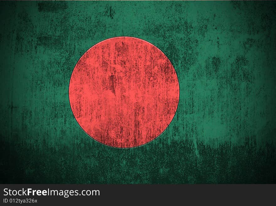 Weathered Flag Of Bangladesh, fabric textured. Weathered Flag Of Bangladesh, fabric textured