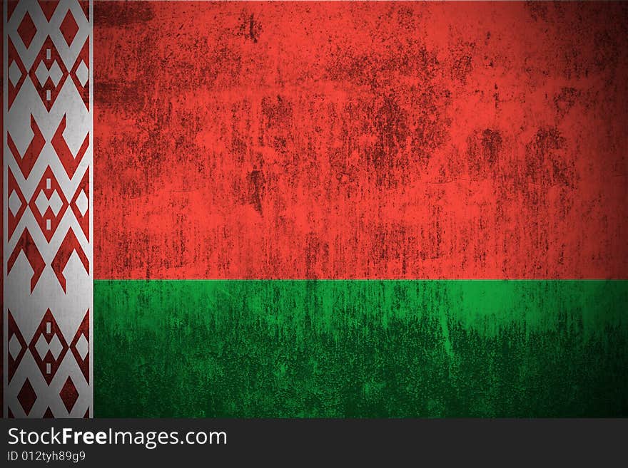 Weathered Flag Of Belarus, fabric textured. Weathered Flag Of Belarus, fabric textured