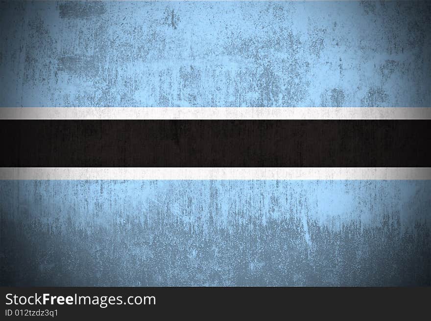 Weathered Flag Of Republic of Botswana, fabric textured. Weathered Flag Of Republic of Botswana, fabric textured