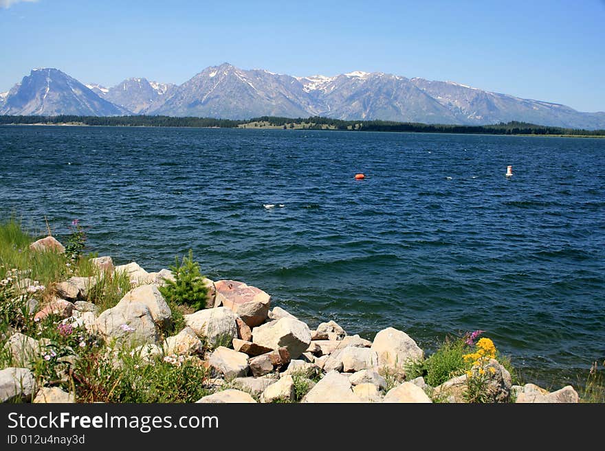 The Lake and Rocky Mountains