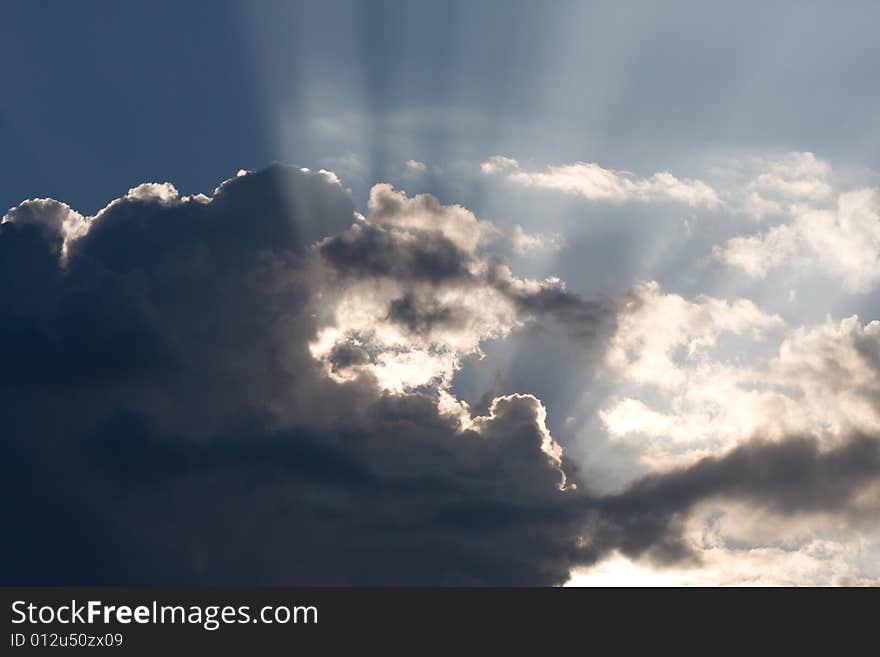 Shafts of light caused by su and clouds