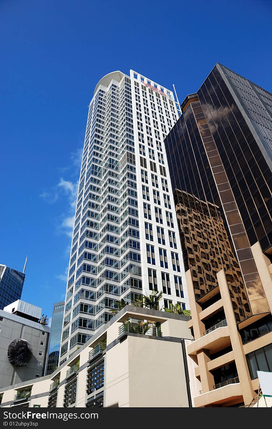 Modern building  on a background of blue sky