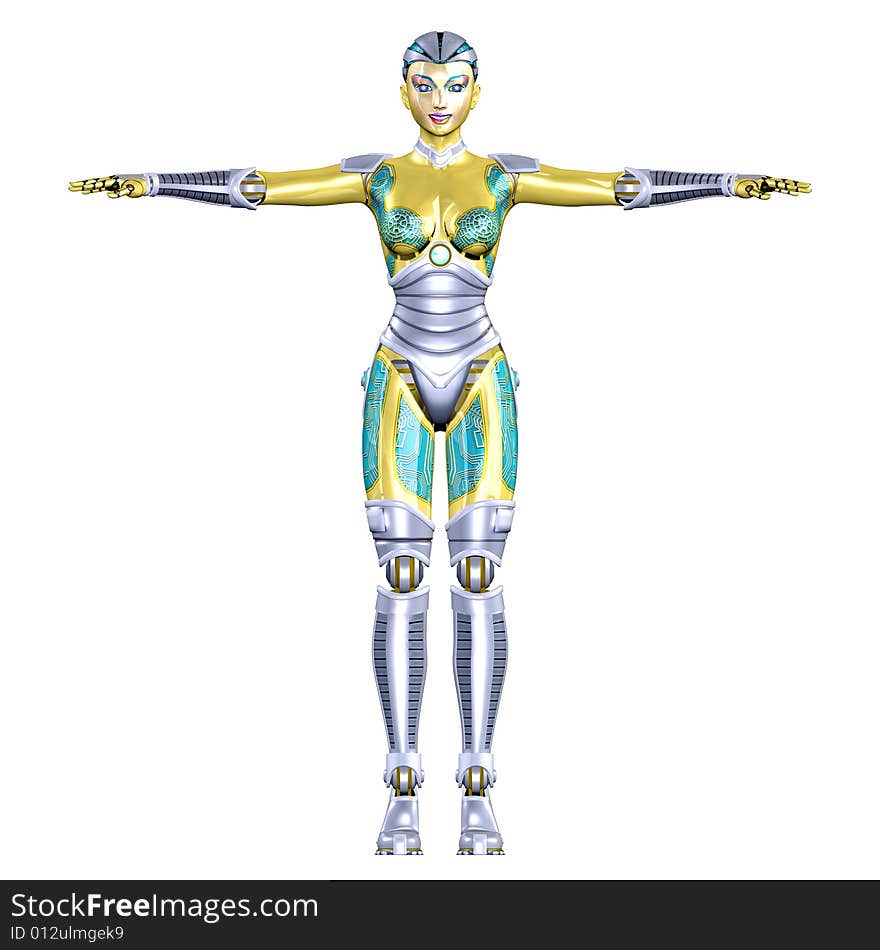 Illustration of a female cyborg, android or robot