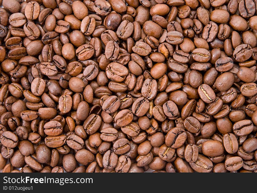 Background, pattern close-up shot of coffee beans