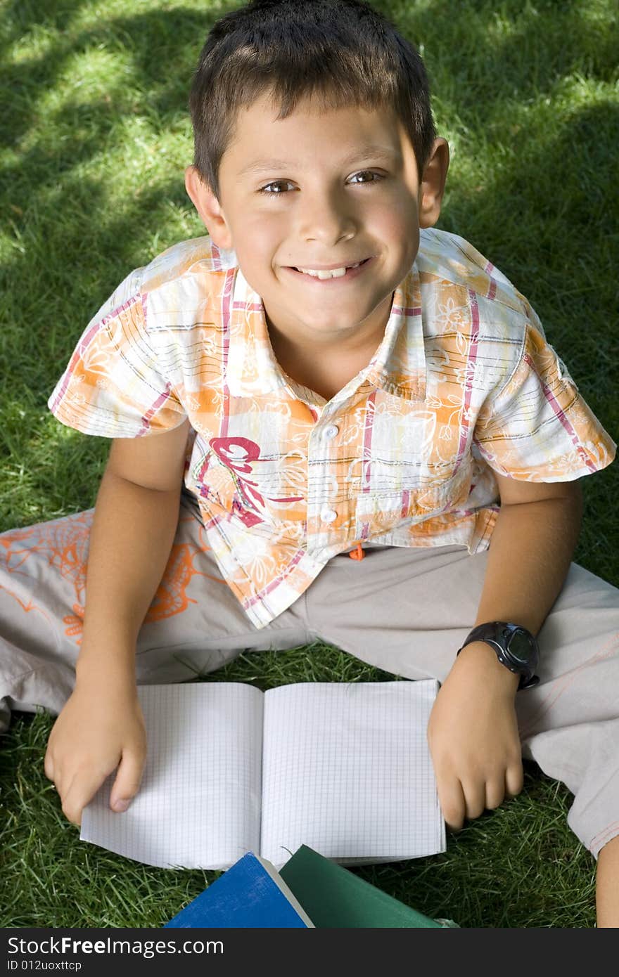 Student with the books outdoor