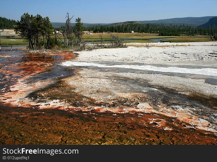 Colored sediments around geysers in Yellowstone national Park. Colored sediments around geysers in Yellowstone national Park