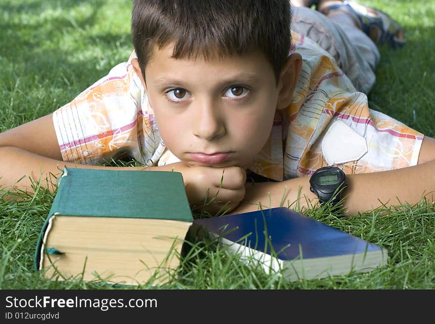 Student with the book outdoor