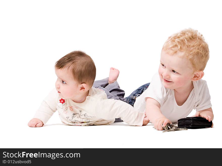 Cute brother and sister from different races having fun together. Cute brother and sister from different races having fun together