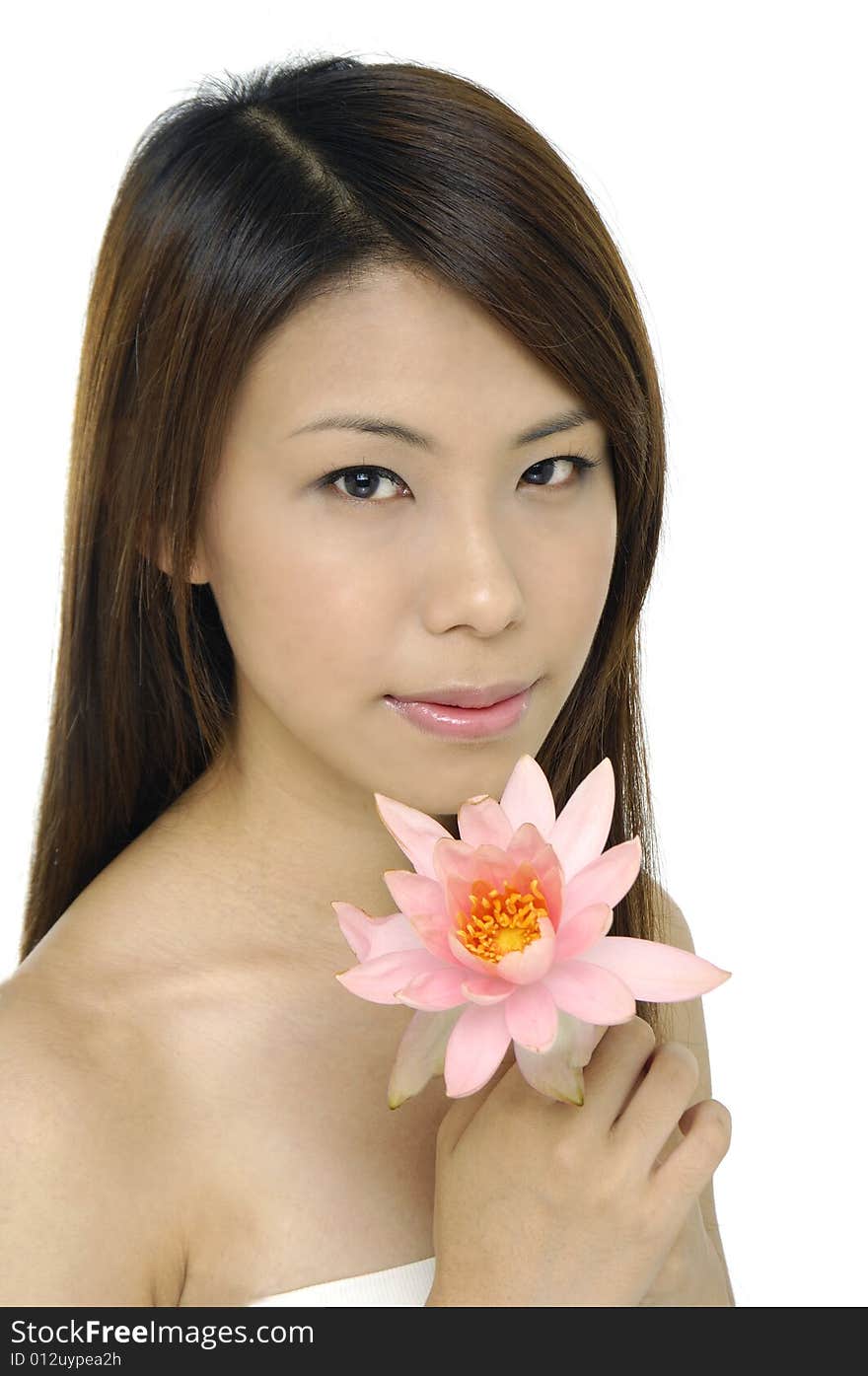 Asia beautiful girl with lily flower