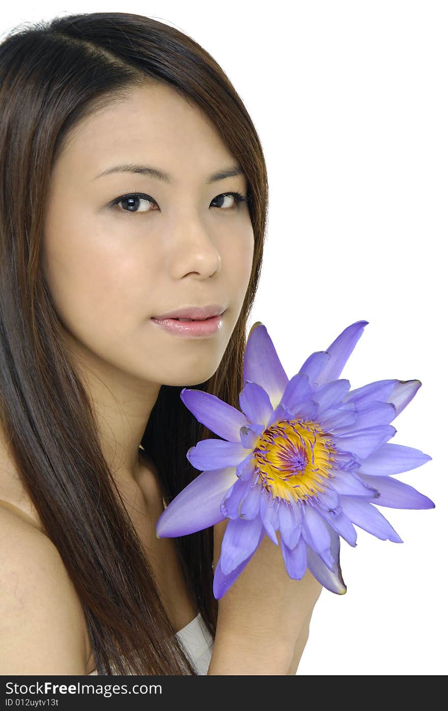 Asia beautiful girl with lily flower