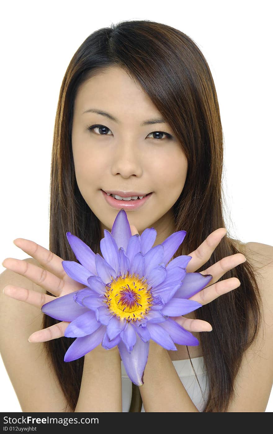 Asia beautiful girl with lily flower