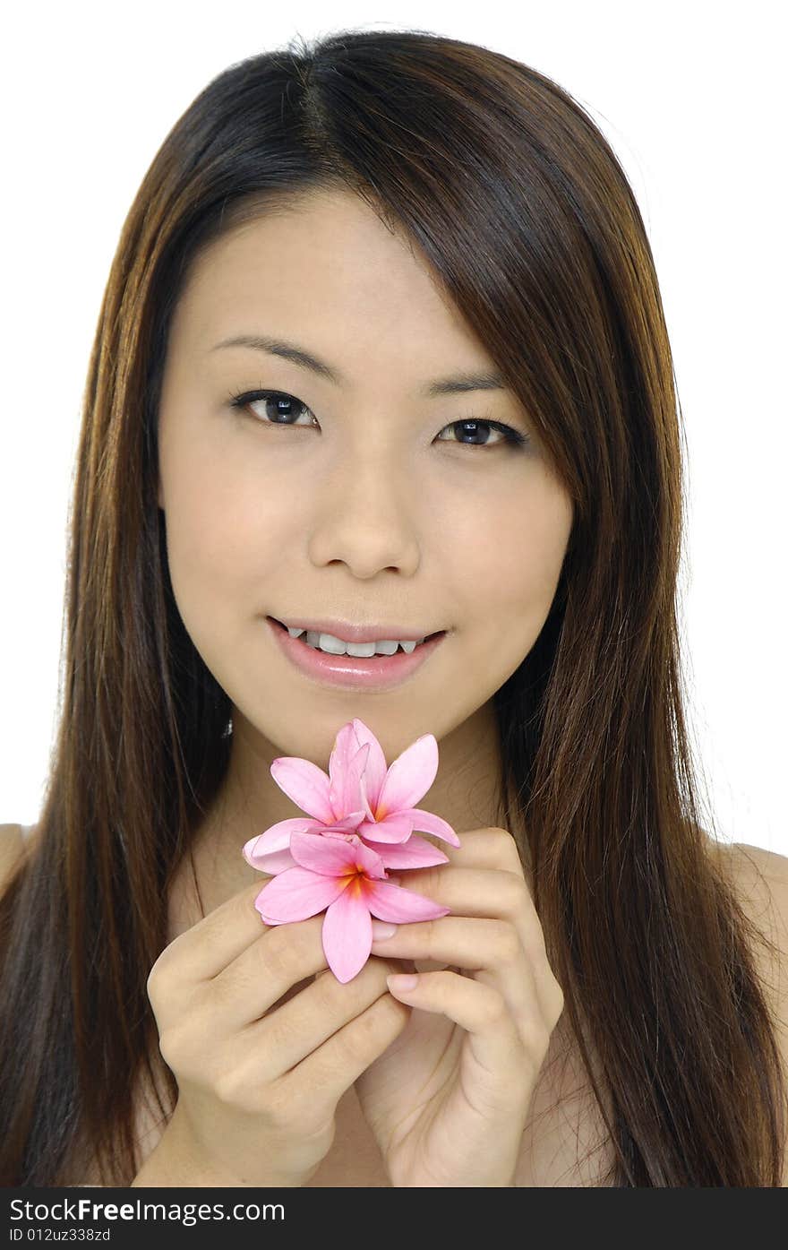 Asia beautiful girl with lily flower