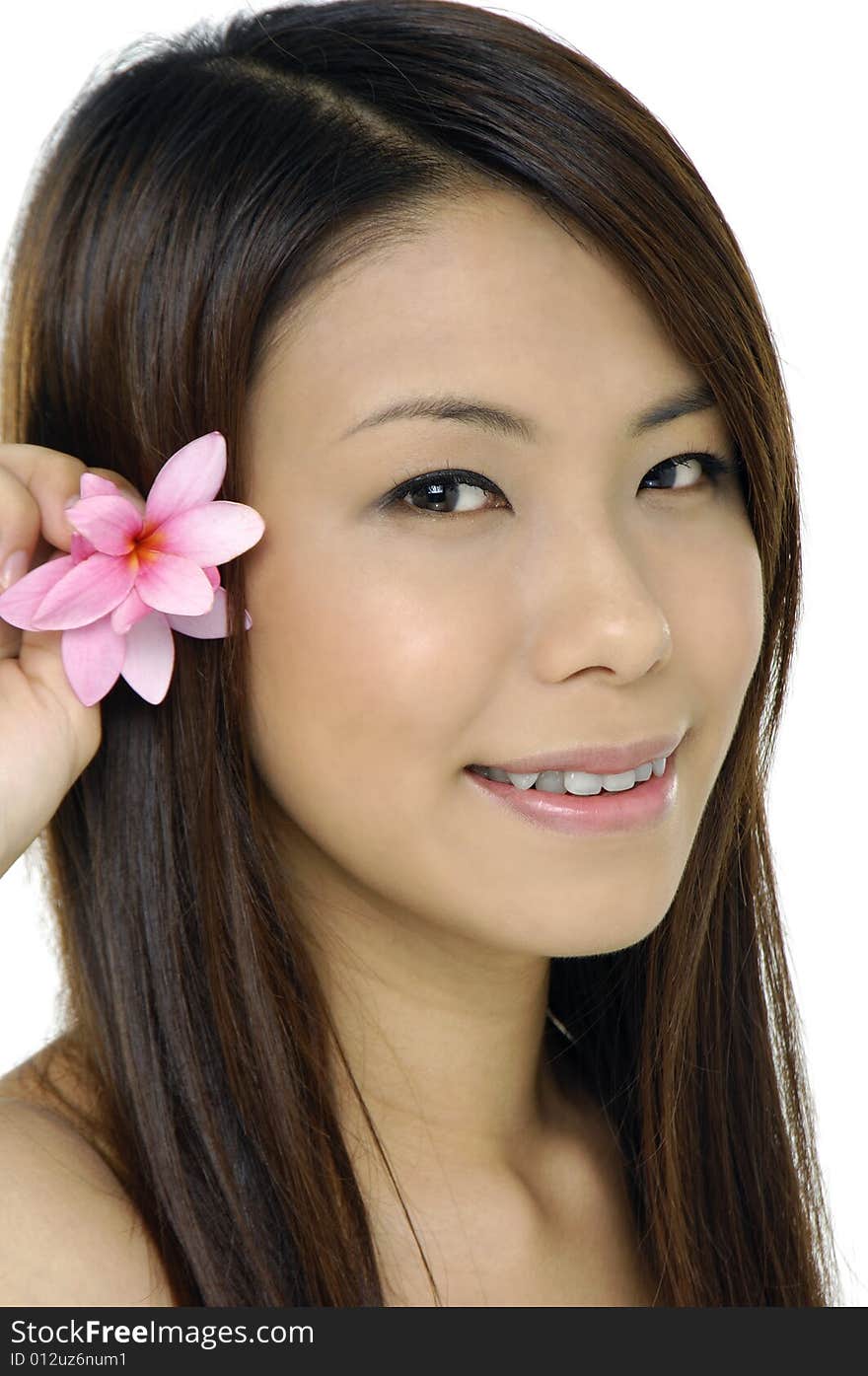 Asia beautiful girl with lily flower