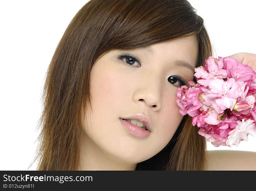 Asia beautiful girl with flower