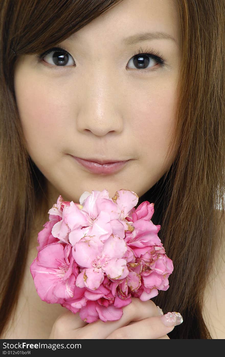 Asia beautiful girl with flower