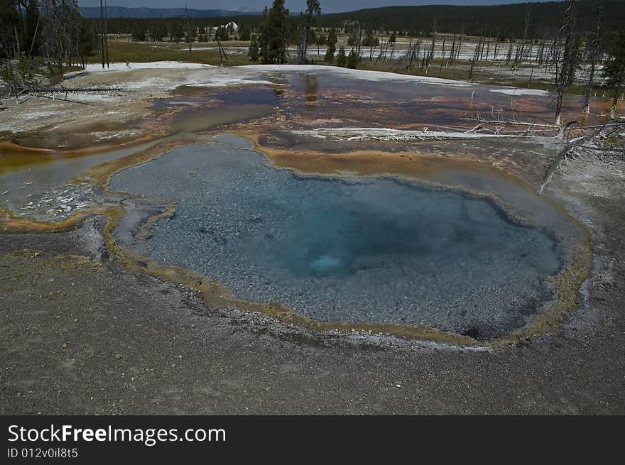 Beautiful Blue Yellow Stone Hotspring