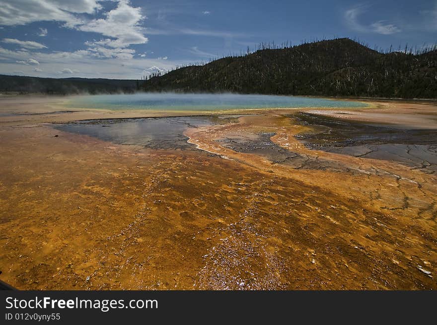 Beautiful Blue Yellow Stone Hotspring