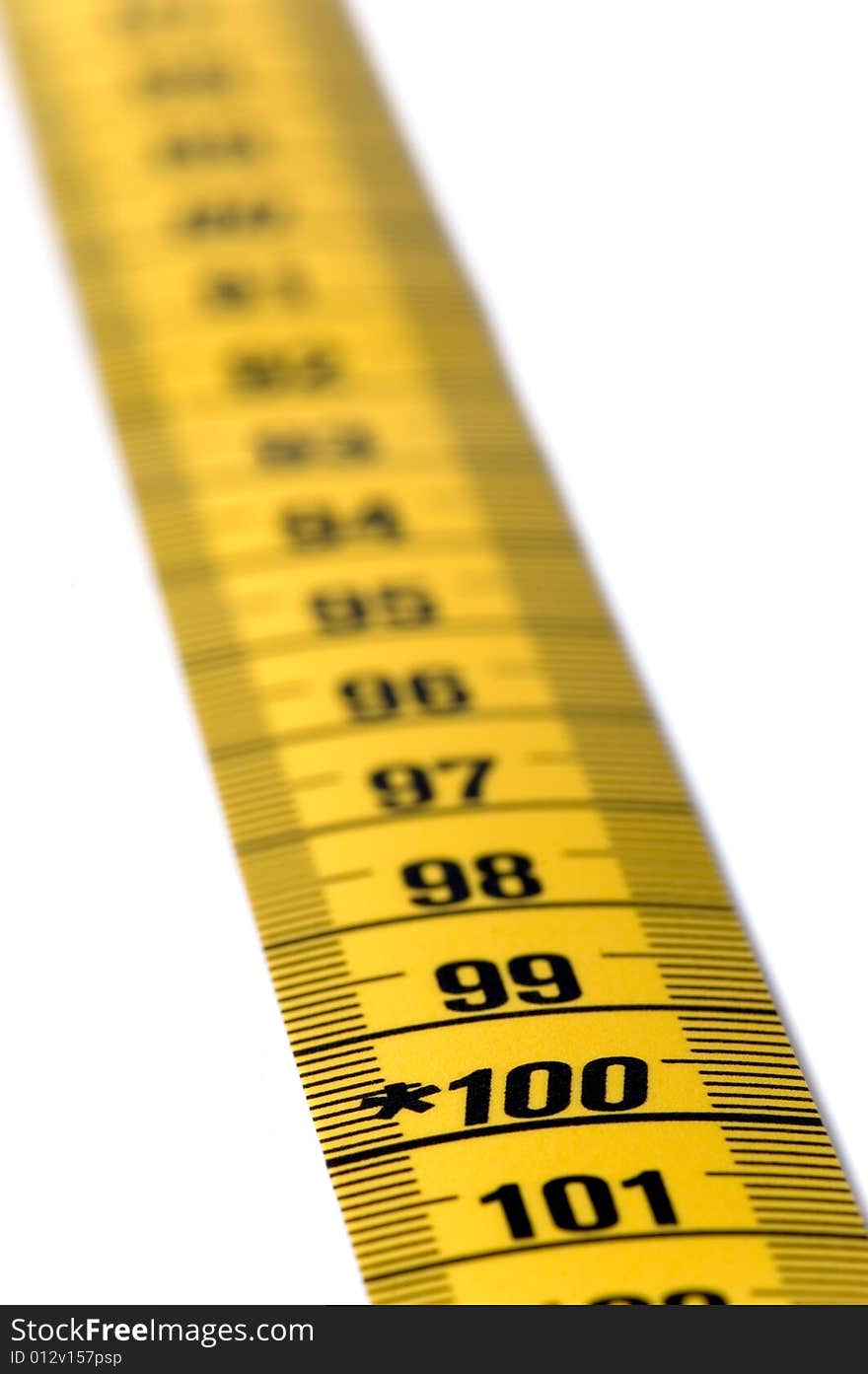 Measuring tape details over a white background