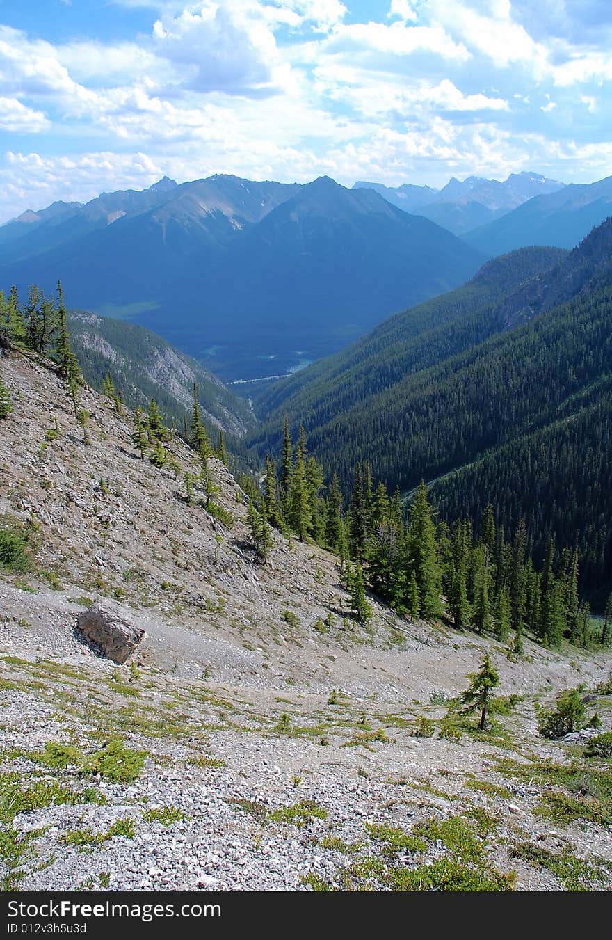 Hiking trails to the top of mountain indefatigable, kananaskis country, alberta, canada. Hiking trails to the top of mountain indefatigable, kananaskis country, alberta, canada