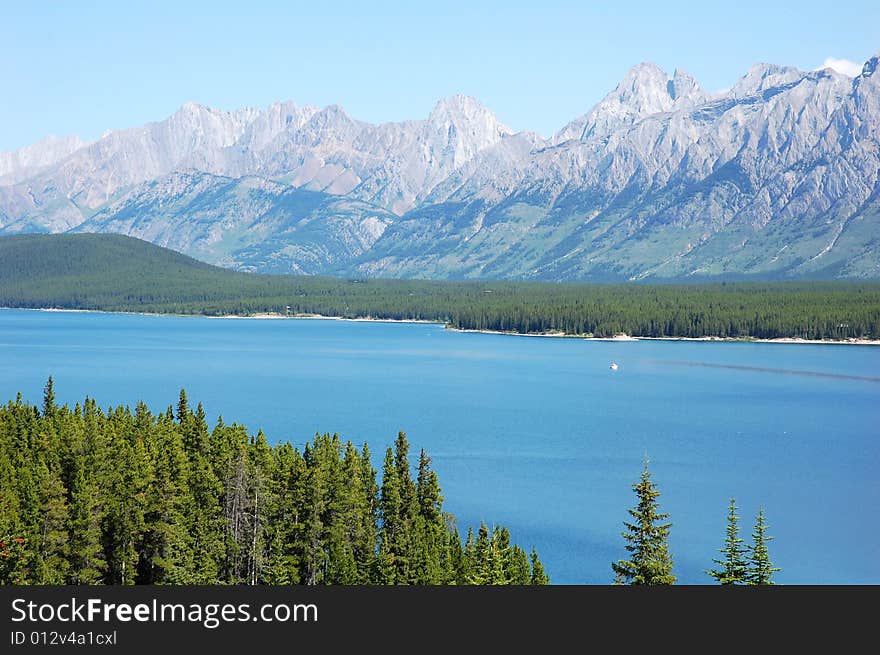 Summer view of lower kananaskis lake, alberta, canada. Summer view of lower kananaskis lake, alberta, canada