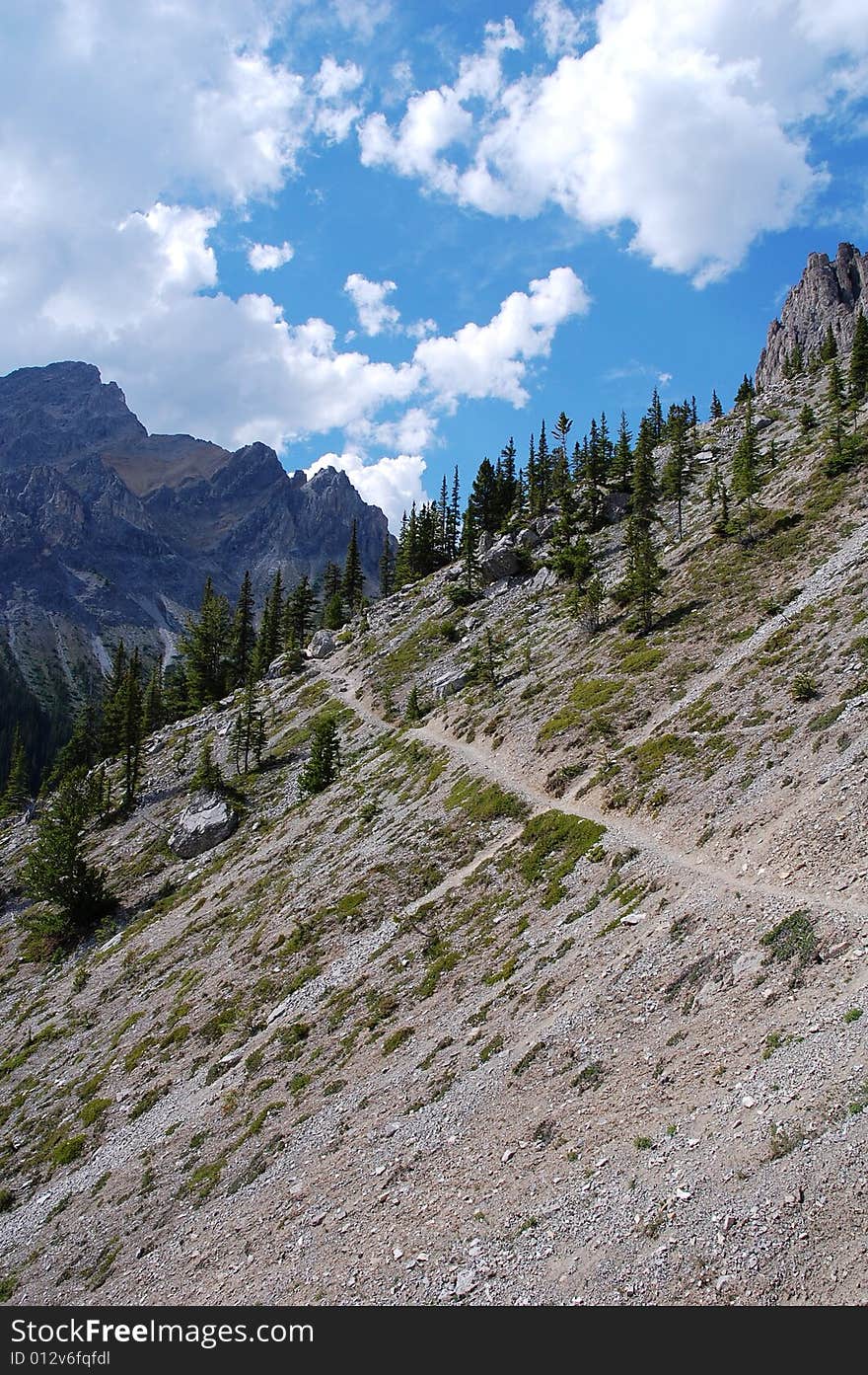 Cory pass hiking trail in banff national park, alberta, canada. Cory pass hiking trail in banff national park, alberta, canada