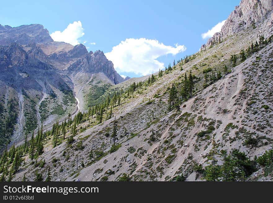 Cory pass hiking trail in banff national park, alberta, canada. Cory pass hiking trail in banff national park, alberta, canada