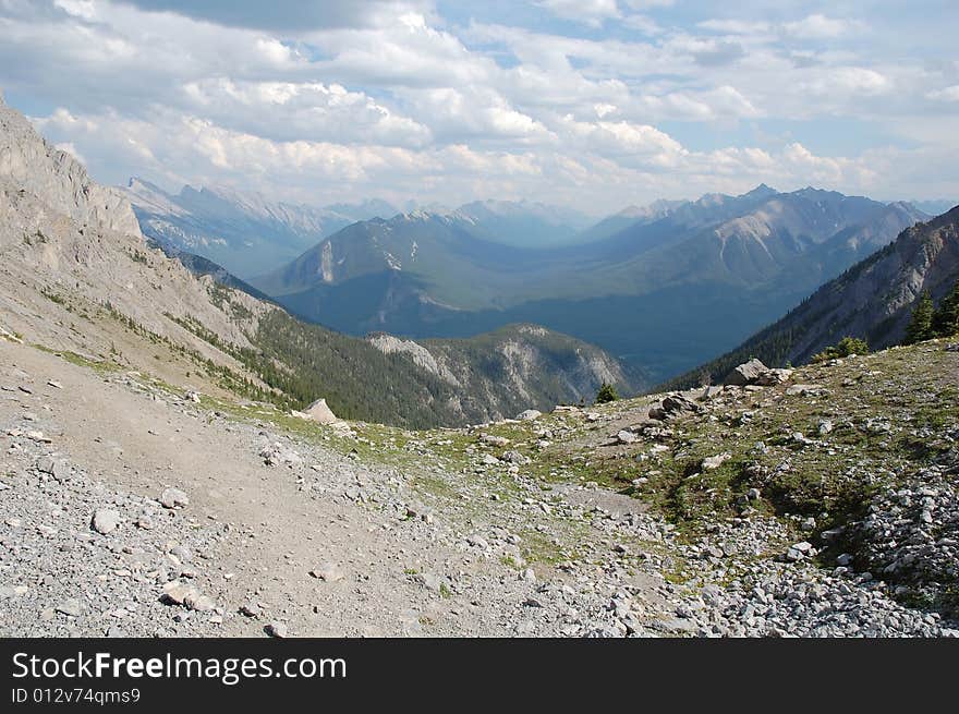 Hiking trails to the top of mountain indefatigable, kananaskis country, alberta, canada. Hiking trails to the top of mountain indefatigable, kananaskis country, alberta, canada