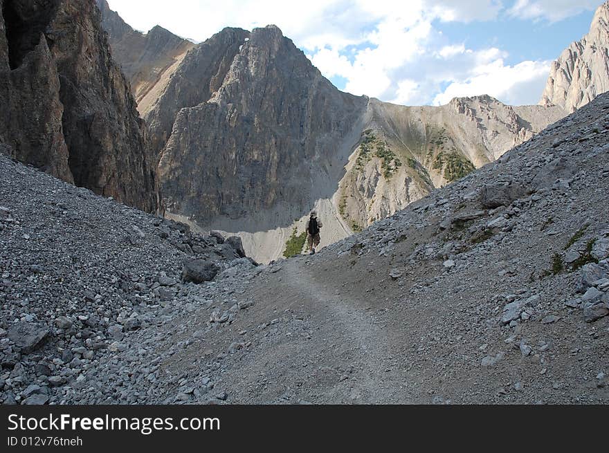 Hiking trail in rocky mountains