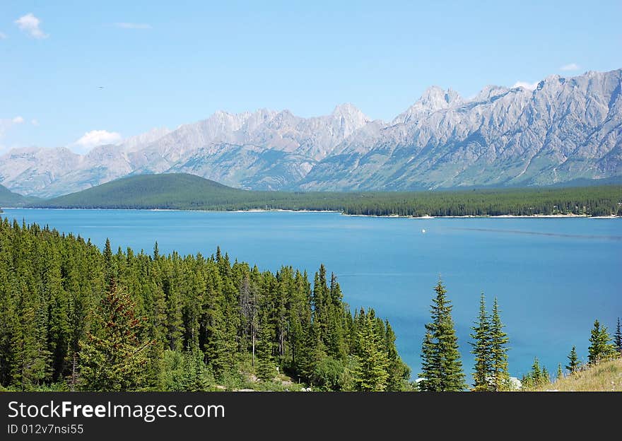 Summer view of lower kananaskis lake, alberta, canada. Summer view of lower kananaskis lake, alberta, canada