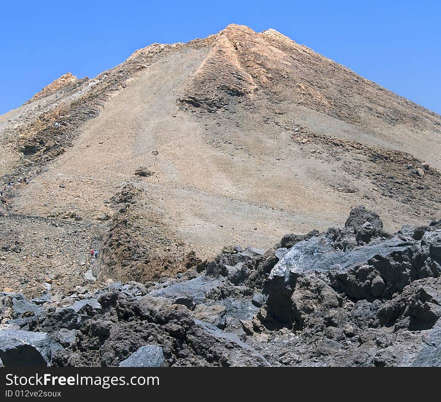 Brave souls making their way up to the peak of mount Teide. Brave souls making their way up to the peak of mount Teide