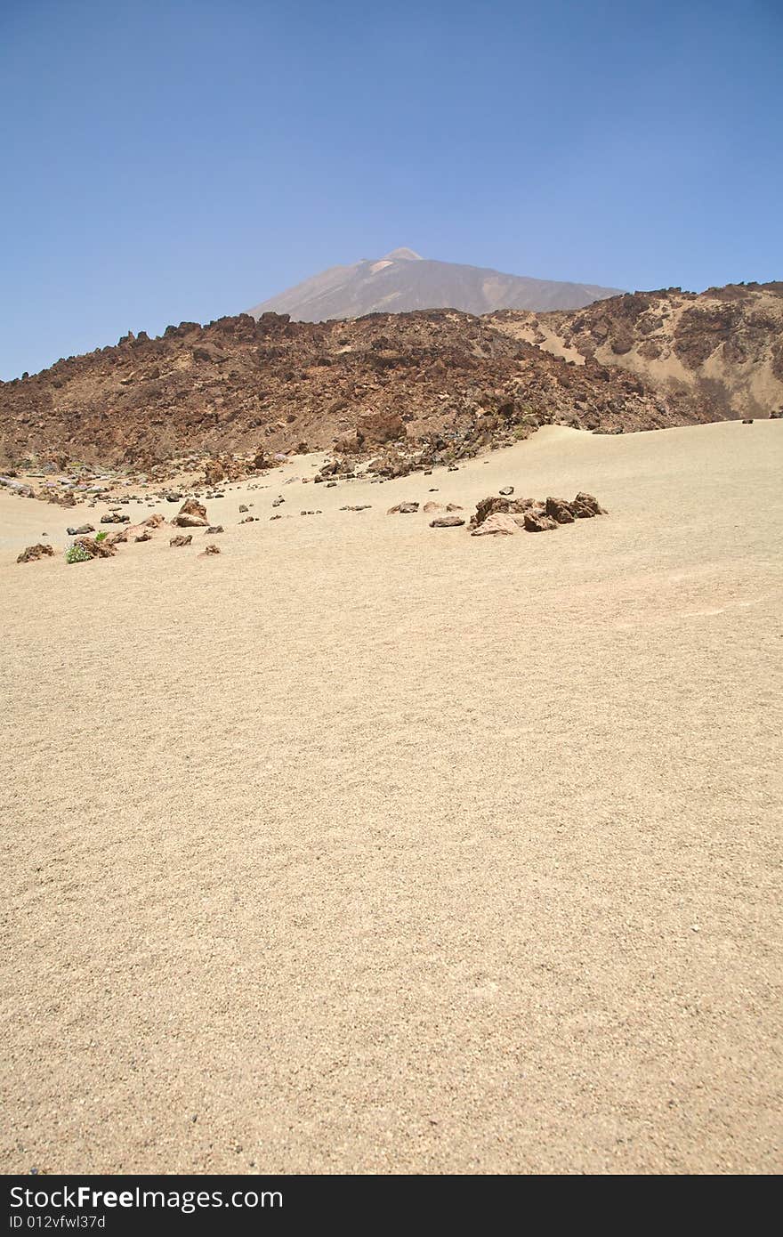 Landscape with volcano at the top